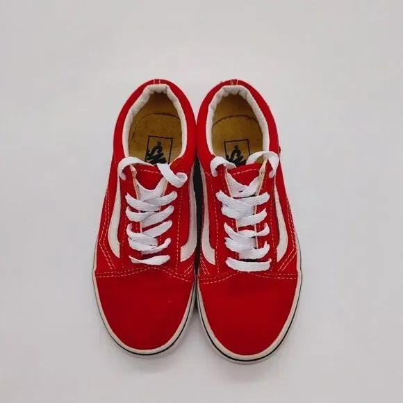 Vans Old Skool Skateboard Sneakers Kids Size 12.5 Red White Casual‎ Shoes - Picture 7 of 8